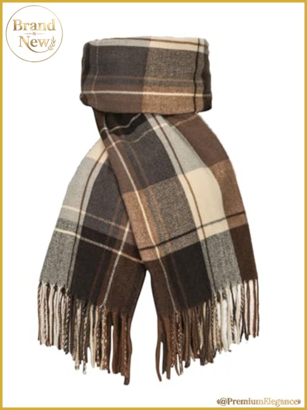 Oversized Plaid Scarf with Tassels 100% Polyester Winter Shawl Wrap